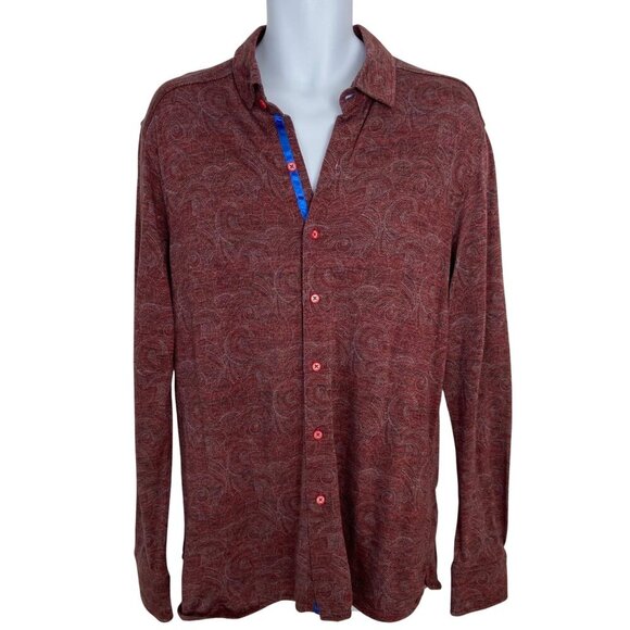 Robert Graham Mens Paisley style Long Sleeve Button-Up jersey Shirt  size large - Picture 1 of 13